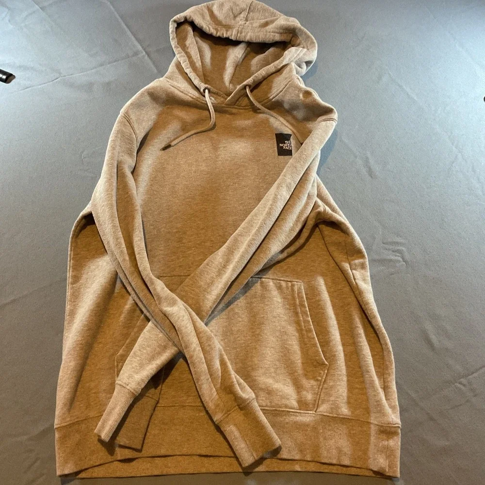 The North Face Pullover Hoodie Mens Large L Gray Box Logo Kangaroo Pocket Casual